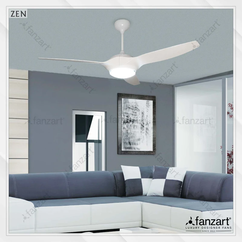 Fanzart Zen – 56″ Modern fan with 3 x ABS Glossy White blades, Multi Coloured LED and Remote Control