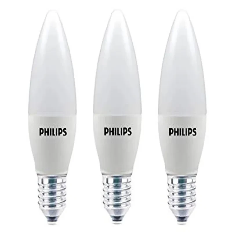 PHILIPS E27 Candle Frosted 400-Lumen Decorative Wall Lights (4W, Pack of 3, Warm White)
