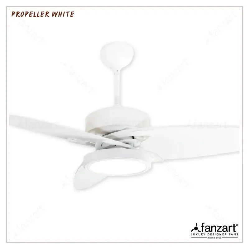 Fanzart Propeller Light Beech/Matte White- 52″ Contemporary fan with 3 x Special Treated Reversible Plywood Blades, Multi-Coloured LED and Remote Control