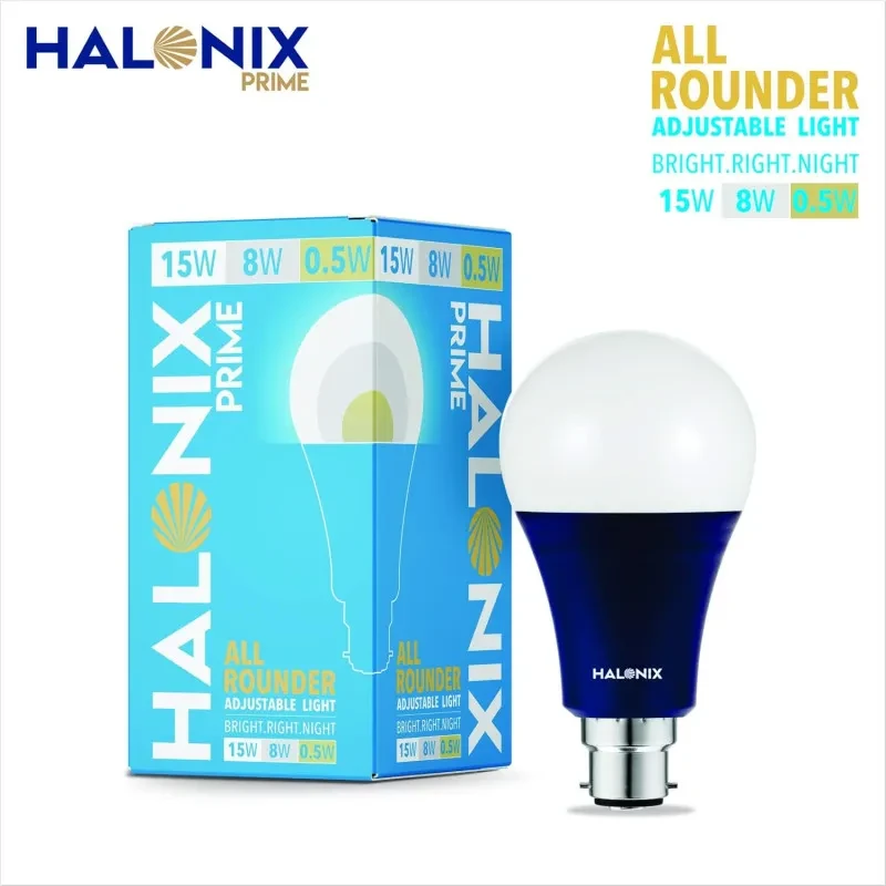 Halonix 3 in 1 All Rounder Base B22D 15W,8W,0.5W Multi Wattage Adjustable Light Led Bulb (Pack of 2)