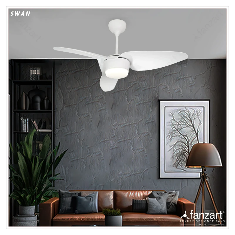 Fanzart Swan – 44″ High quality 3x ABS Blades, Whisper-Quiet BLDC Motor, Multi-colour LED, Remote Control