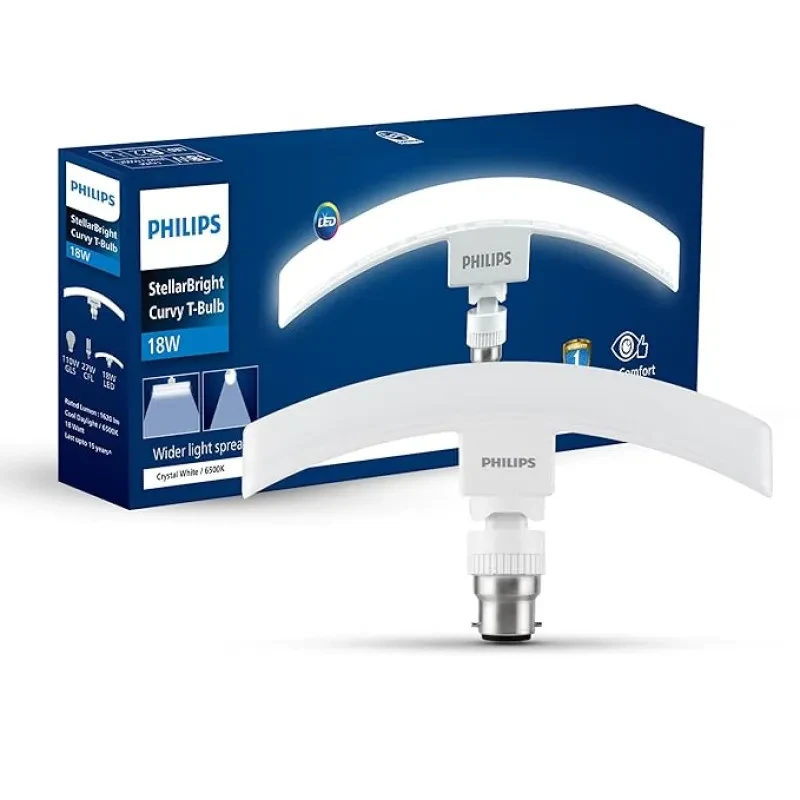 PHILIPS 18 Watts Stellar Bright Curvy LED T-Bulb Base B22,Crystal White (Pack of 1)