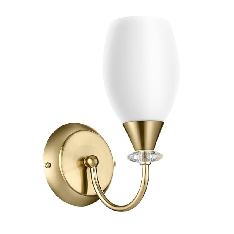 wipro BeuHome Single Wall Light BW06 | Premium Indoor Decorative Light with White Frosted Glass | Contemporary Sleek Design | Surface Mounted Classic Wall Light | E27 (1H, Brush Bronze)