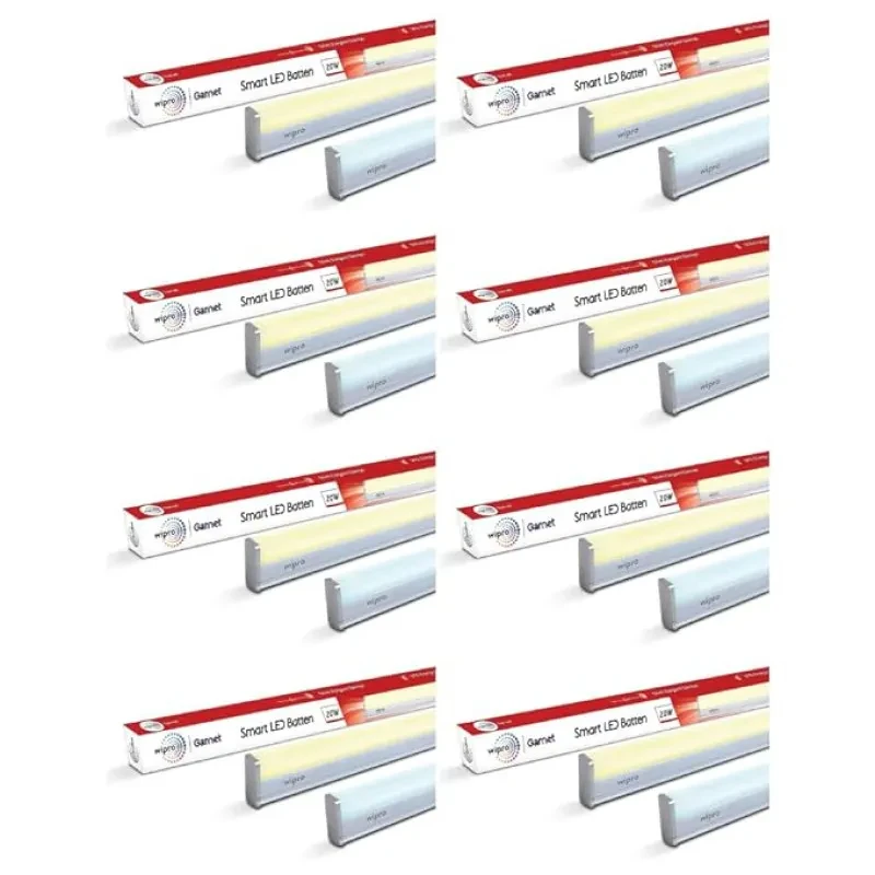 wipro Next Smart Wi-Fi 20W CCT LED Batten | White Tunable | Dimmable | Scheduling | Scene Creation | Smart Grouping of Lights | Control from Anywhere |Amazon Alexa & Google Asst Compatible |Pack of 8