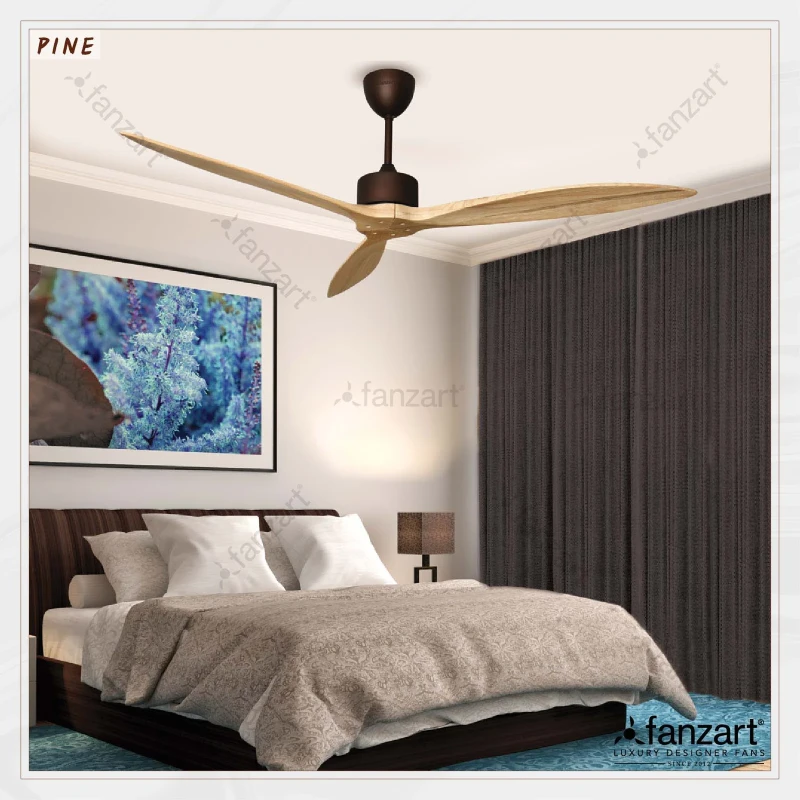Fanzart Pine – 65″ Contemporary fan with 3 x Customisable Natural Wood blades, BLDC motor, Summer-Winter feature and Remote Control