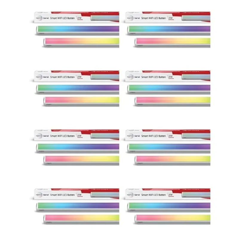 wipro Next Smart Wi-Fi 20W CCT+RGB LED Batten | 16 Million Colours | White Tunable | Dimmable |Scheduling |Scene Creation |Smart Grouping of Lights |Amazon Alexa & Google Asst. Compatible |Pack of 8