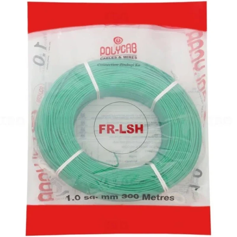 Polycab 1 Sq Mm FRLS-H PVC Insulated INDUSTRIAL - HOUSE Wire Green (300Mtrs)
