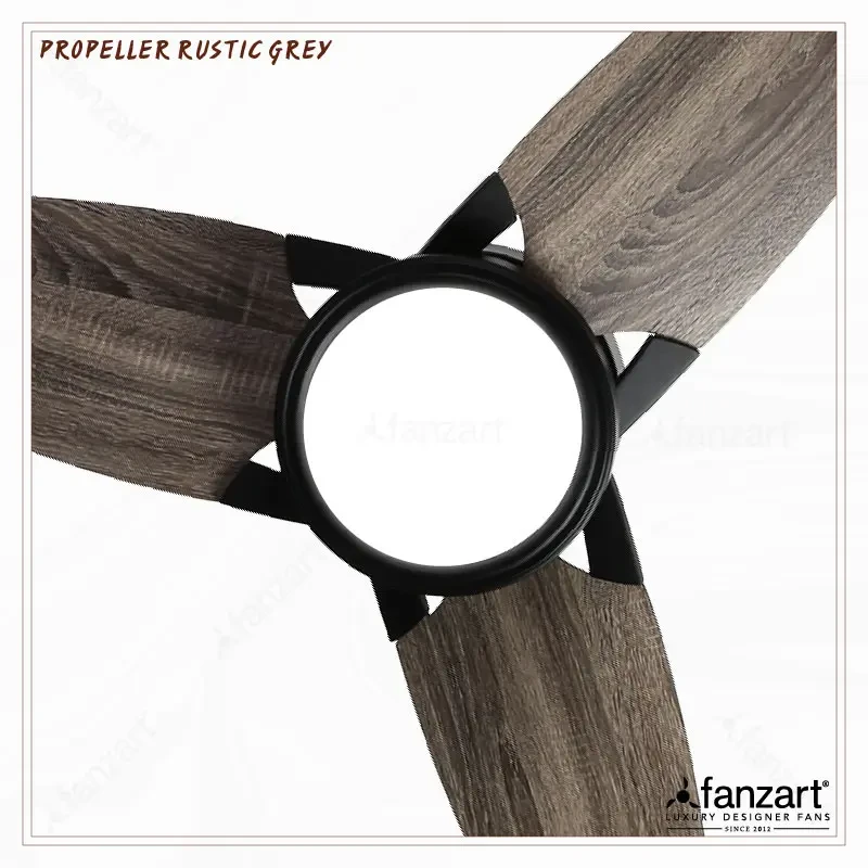 Fanzart Propeller Rustic 52″ Contemporary fan with 3 x Special Treated Reversible Plywood Blades, Multi-Coloured LED and Remote Control