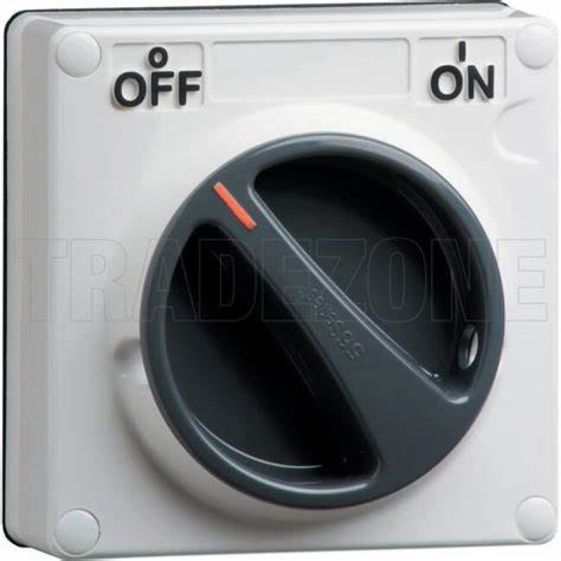 Schneider 56 Series PVC IP66 - 20A 1 Gang 2Pole Less Surface Switch - Enclosure (56SW220LE-GY)