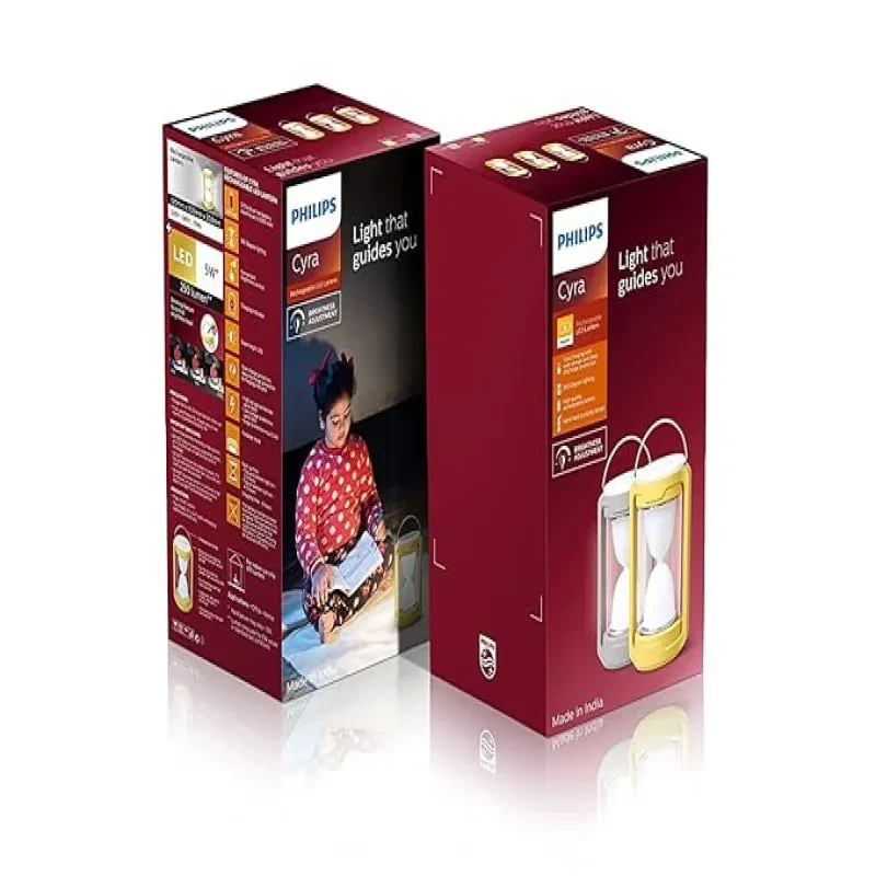 Philips Cyra Emergency LED Lantern (Grey) | 360 Degree Light and Dimmability Brightness Control Feature | 2200 mAH Battery with 4.5 hrs of Light Backup
