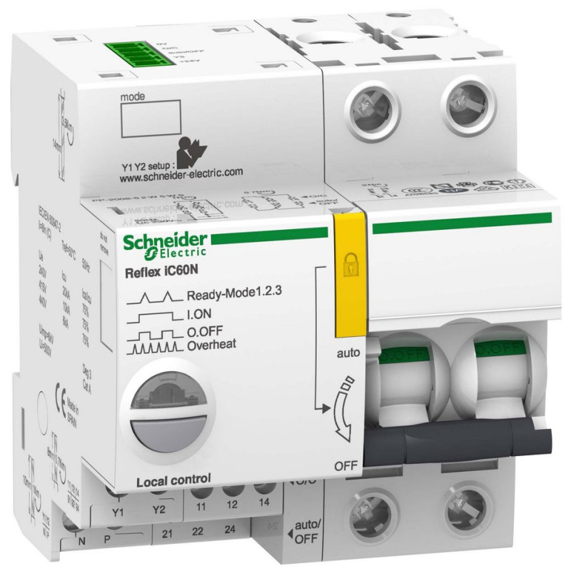 Schneider Reflex iC60 - Integrated Control & Overcurrent Protection Device - B Curve- - Double Pole - 16A - (A9C61216)