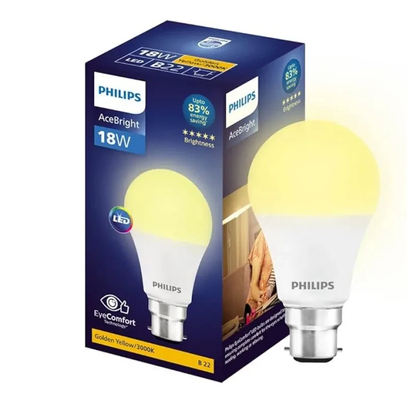 PHILIPS 18-watt LED Bulb |AceBright High Wattage LED Bulb|Base: B22 Light Bulb for Home | Warm White, Pack of 1