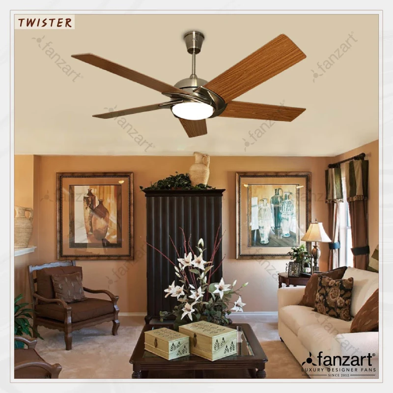 Fanzart Twister – 52″ Contemporary fan with 5 x Special Wood blades and Remote Control;