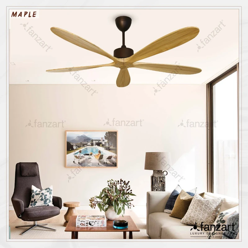 Fanzart Maple – 60″ Contemporary fan with 5 x Customisable Natural Wood blades, BLDC motor, Remote Control