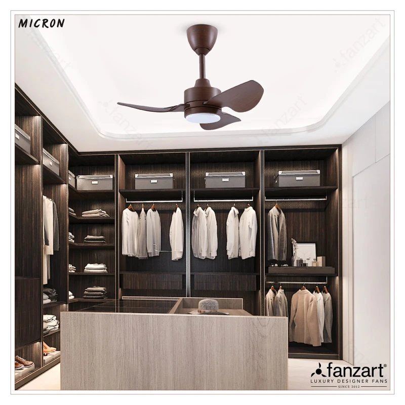 Fanzart Micron Modern Oak LED- 32″ Contemporary fan with 3x Premium ABS Blades in Modern Oak finish, Whisper-Quiet BLDC Motor, Multi-colour LED, Summer-Winter Feature,