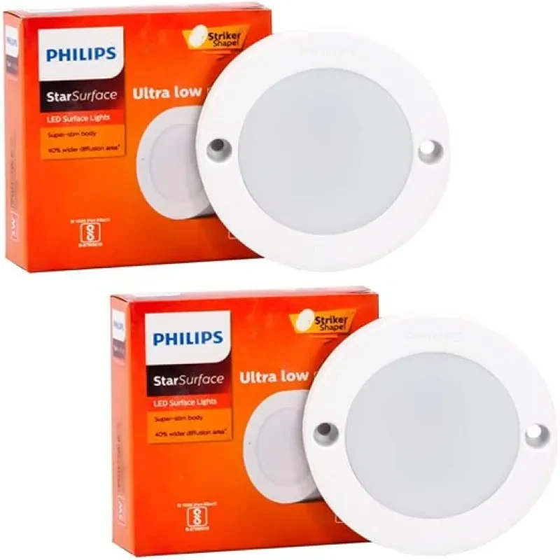 PHILIPS Plastic 3W Starsurface Striker Cabinet Warm White Flush Mount Ceiling Lamp (Pack of 2)