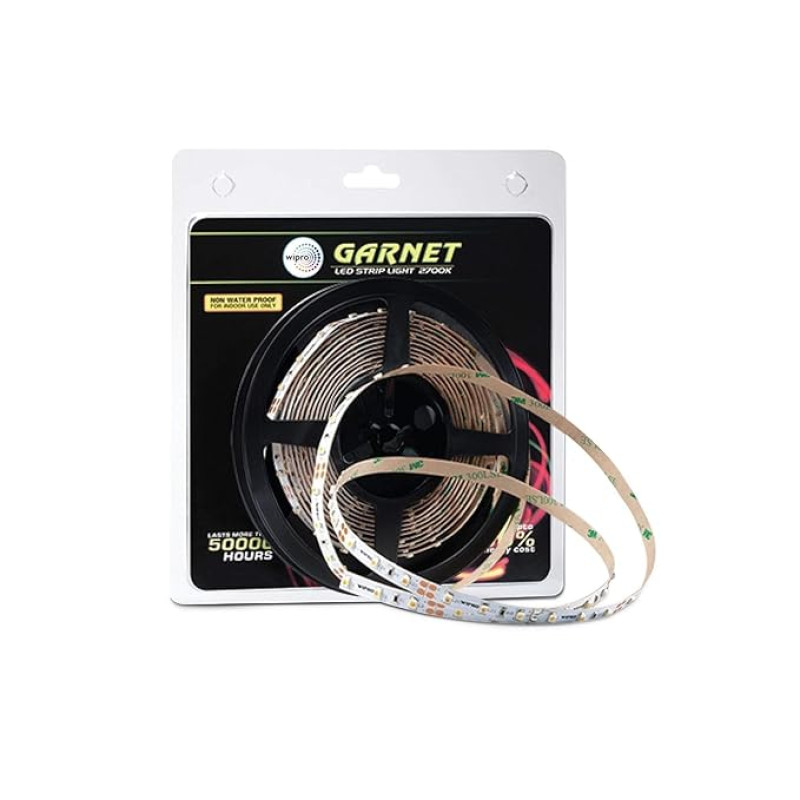 wipro Garnet 25W LED Strip Light | Cool White | 5 Meter Cove Light with 2 Amp Driver |300 LEDs | Strip Light for Home, Office, Indoor Use | Strip for False Ceiling, TV Cabinet, Kitchen | Pack of 1
