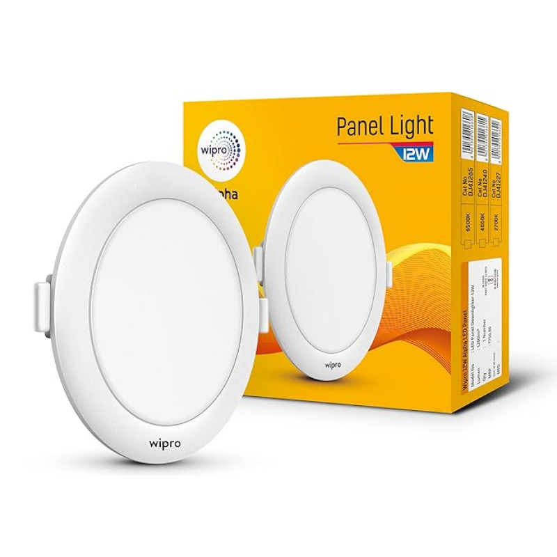 Wipro Garnet 12W Round LED Alpha Panel | Cool Day White (6500K) | Recessed Down Light for False Ceiling | Cutout - 125mm | Pack of 1