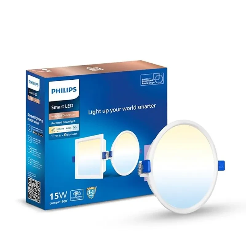 PHILIPS 15W Round Wi-Fi Smart LED Ceiling Light for Home with Music Sync Function | Amazon Alexa & Google Assistant Compatible | Cut Out: 6 inch | Tunable White, Pack of 1 (Wiz Prime Neo)