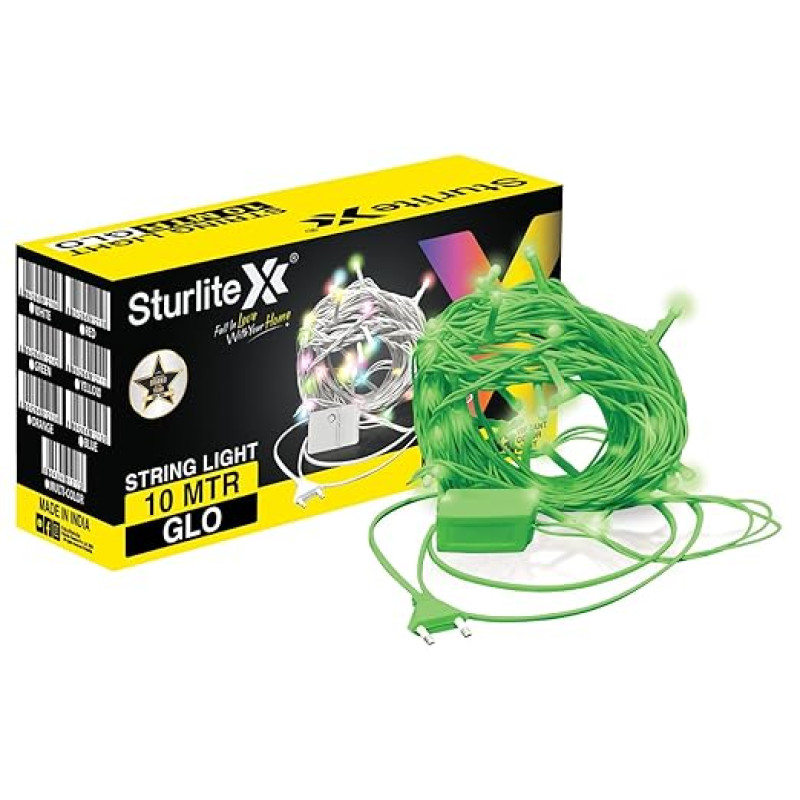 Sturlite GLO Decorative LED Light| 10 Meter Long String Light| 2 Prong Plug Connector| IP20 Protection Serial Set Perfect for Indoor & Outdoor (Green)