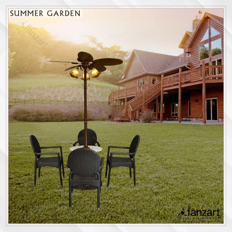 Fanzart  Summer Garden – 52″ Outdoor fan with five Dark Brown ABS blades, LED light and Pull-Chain