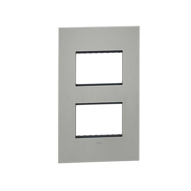 Legrand Arteor Square Cover Plate w Overmoulded Frame 2x4 Module (Magnesium & Champagne)