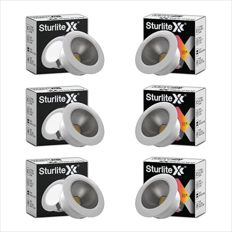 Sturlite Jasper 1 W LED Spotlight| 6500K Cool White Color Temperature| 36mm-Cutout & Compact Design Ceiling Ligh| CRI Tech with High Voltage Protection Downlight - Pack of 6