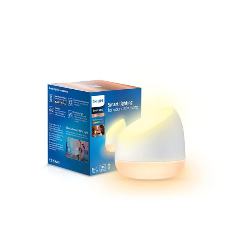 Philips 9W Wi-Fi Smart LED Table Lamp with Music Sync, Voice Control & Dimmable Feature | Color Changing Bedside Lamp for Home & Decoration | Alexa & Google Assistant Compatible | Multicolor (Squire)