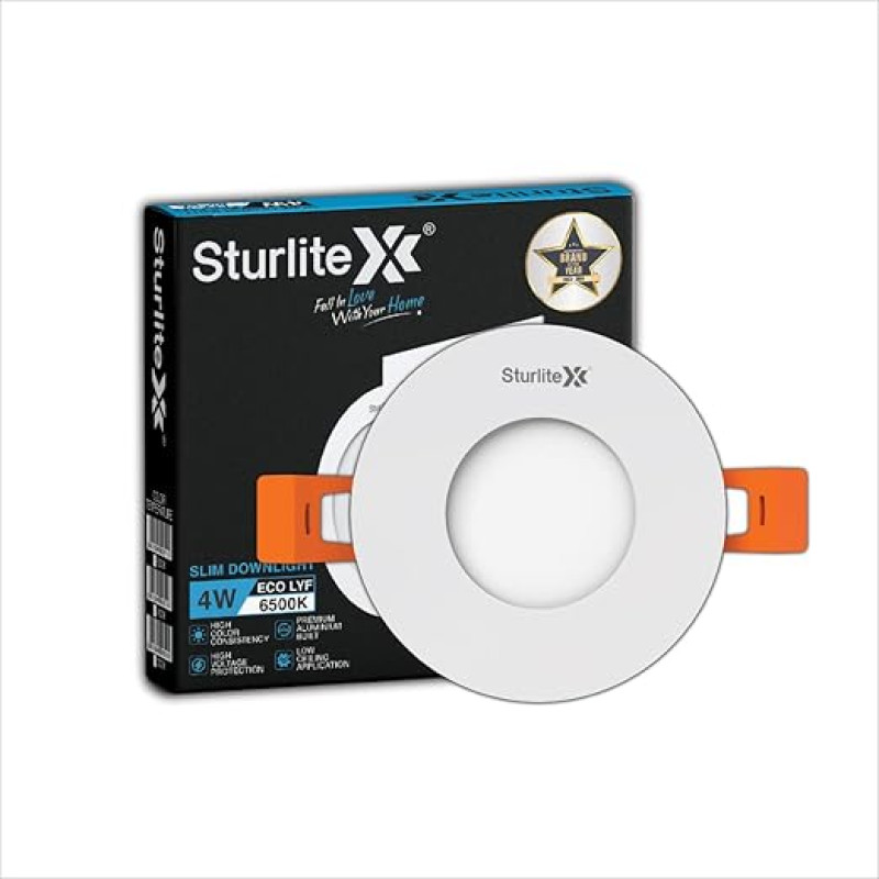 Sturlite Eco LYF 4W Round LED Downlight| Cool White Color Temperature| 280 Lumens with CRI Tech for Various Ceiling Types and Rooms - (Pack of 1)