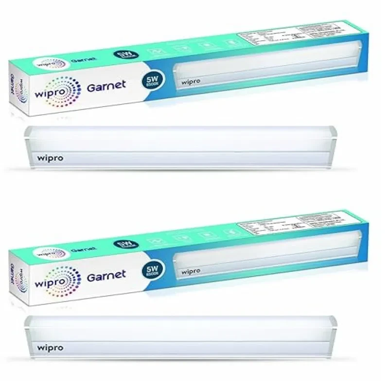 Wipro Garnet 5W LED Batten for Living Room & Bedroom | Bright & Energy Efficient Tubelight for Home | Cool white (6500K) with 500 lumen|Tubelight for Dressing Table & Mirror |1Feet , Pack of 2