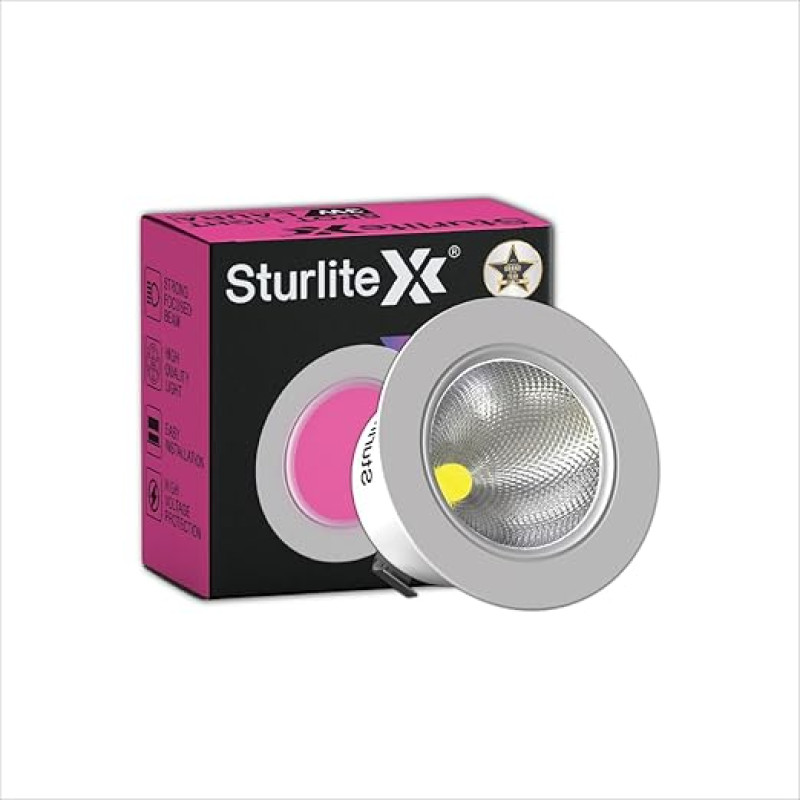 Sturlite Laura 3W LED Spotlight| Pink Light Color| 36mm-Cutout & Compact Design Ceiling Ligh| CRI Tech With High Voltage Protection Downlight - Pack of 1
