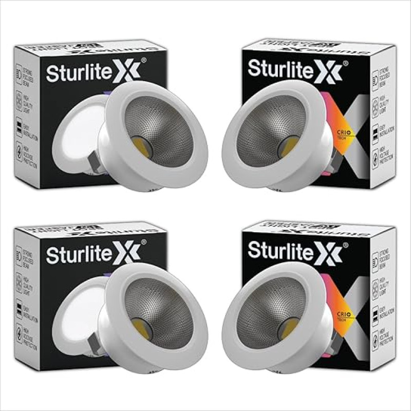 Sturlite Jasper 1 W LED Spotlight| 6500K Cool White Color Temperature| 36mm-Cutout & Compact Design Ceiling Ligh| CRI Tech With High Voltage Protection Downlight - Pack of 4